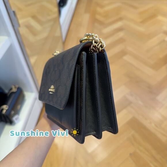 NWT Coach Mini Klare Crossbody Signature Canvas Bag CW206 Gold/Walnut/Black - Picture 2 of 10